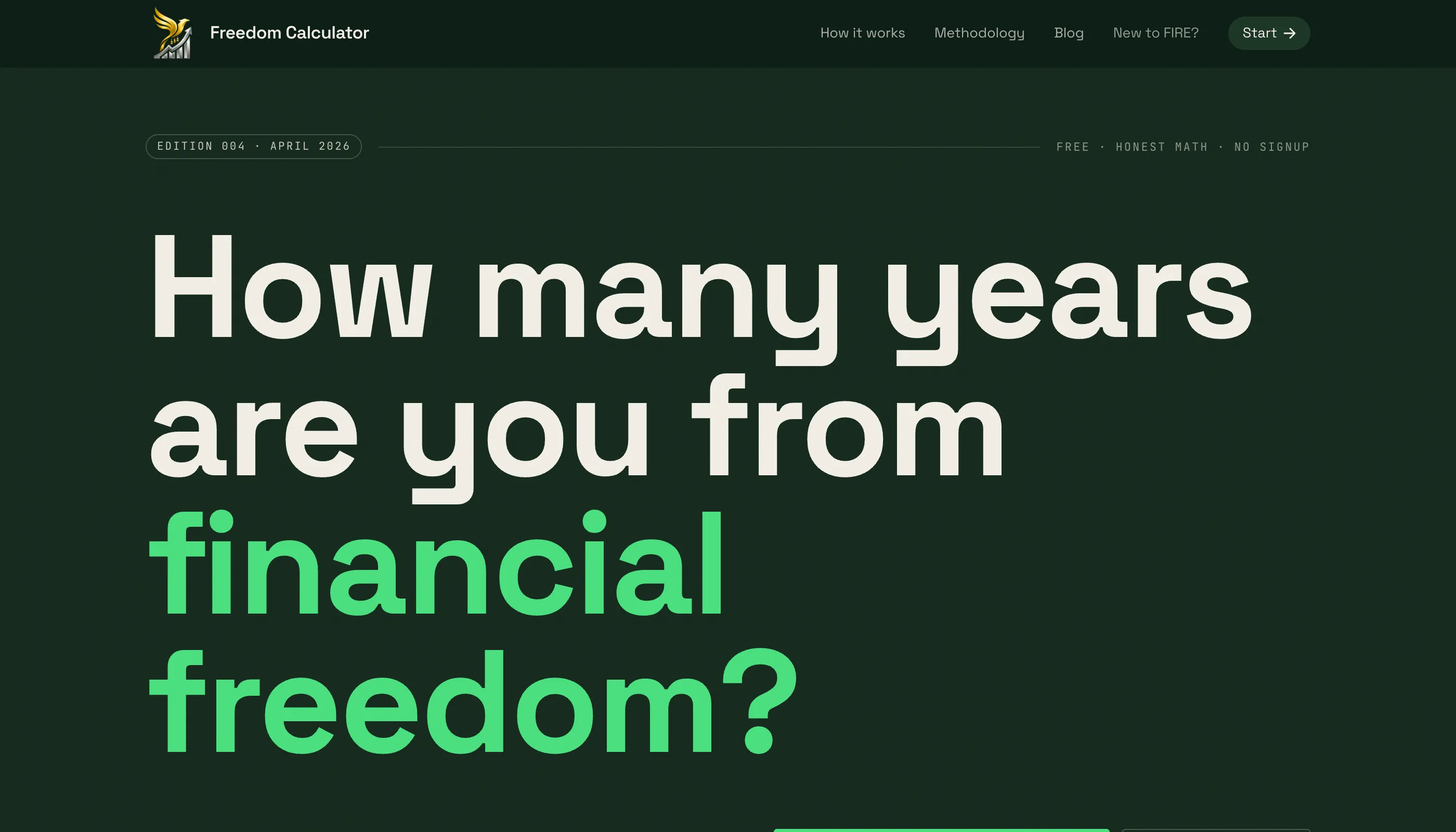 A FIRE calculator that quietly funds itself.