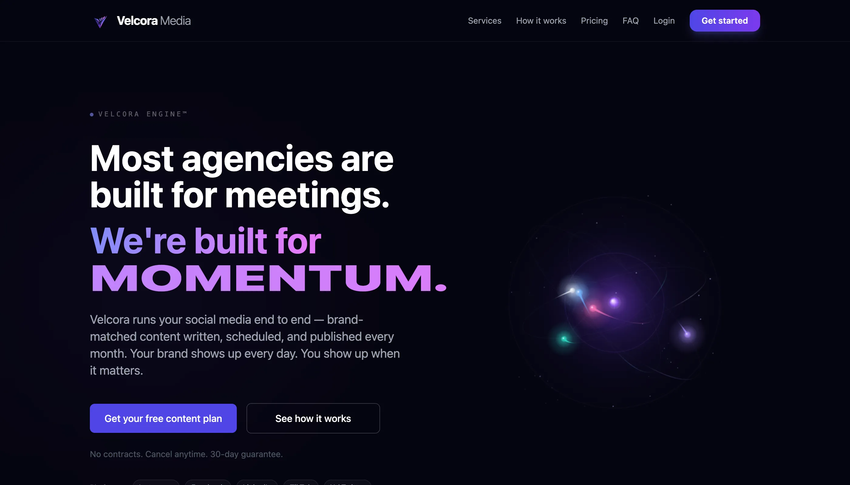 A marketing site for a no-meeting social-media service.